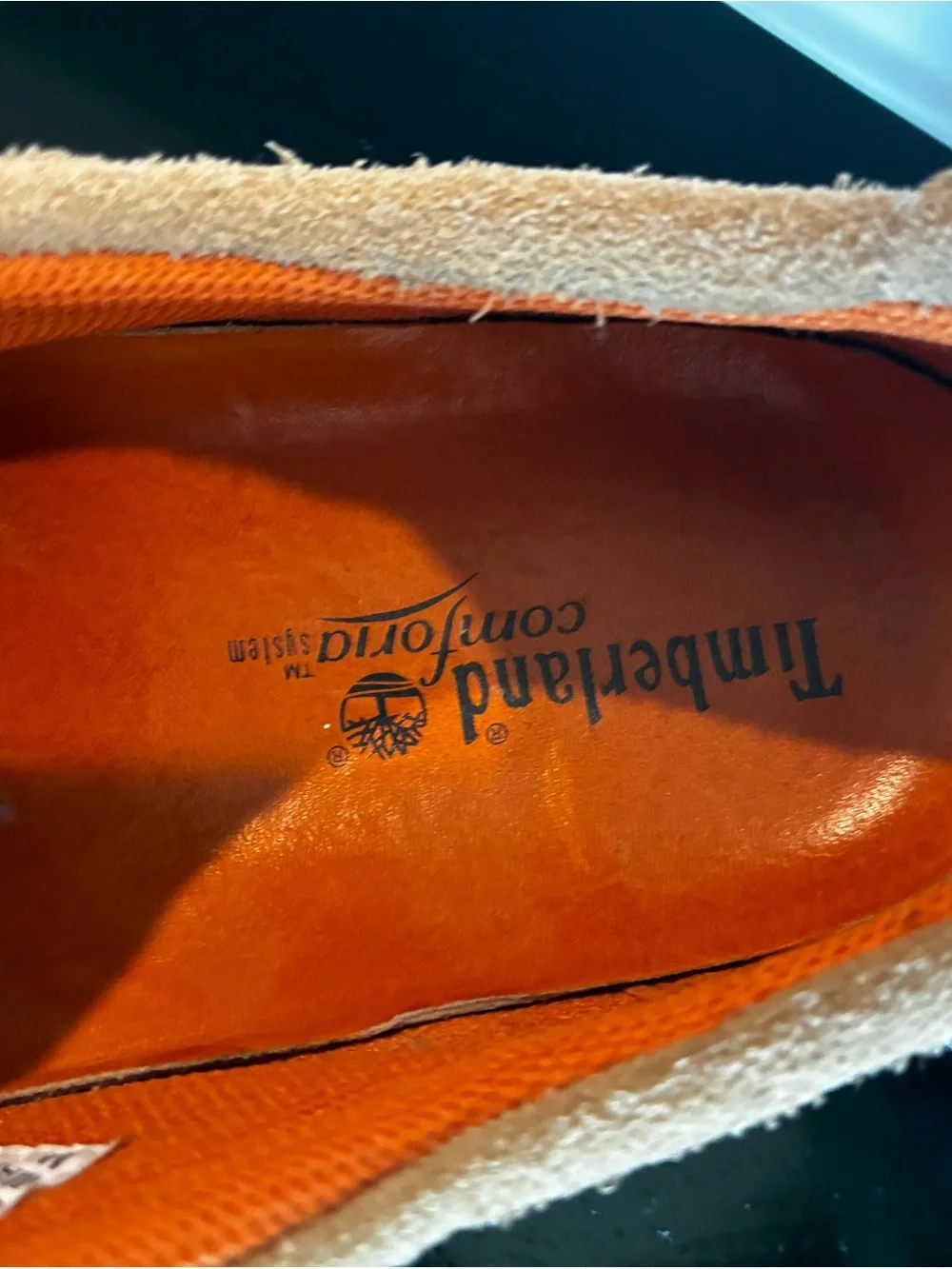 Timberland Men's Suede Slip-On Loafers in Tan with Orange Lining